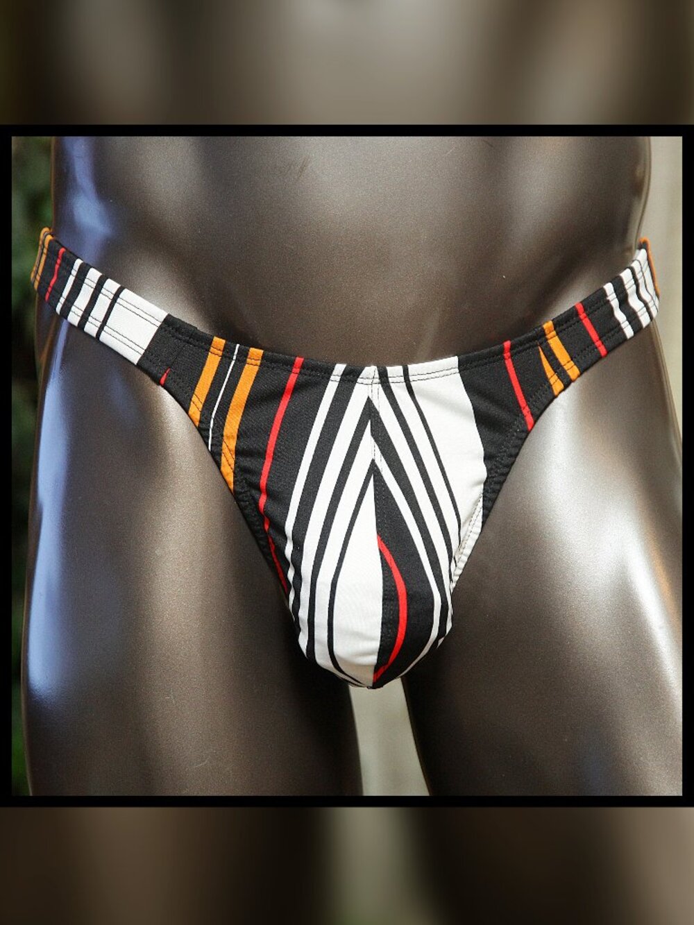 Mens Striped Print 1 1/4 Sides Thong Handmade